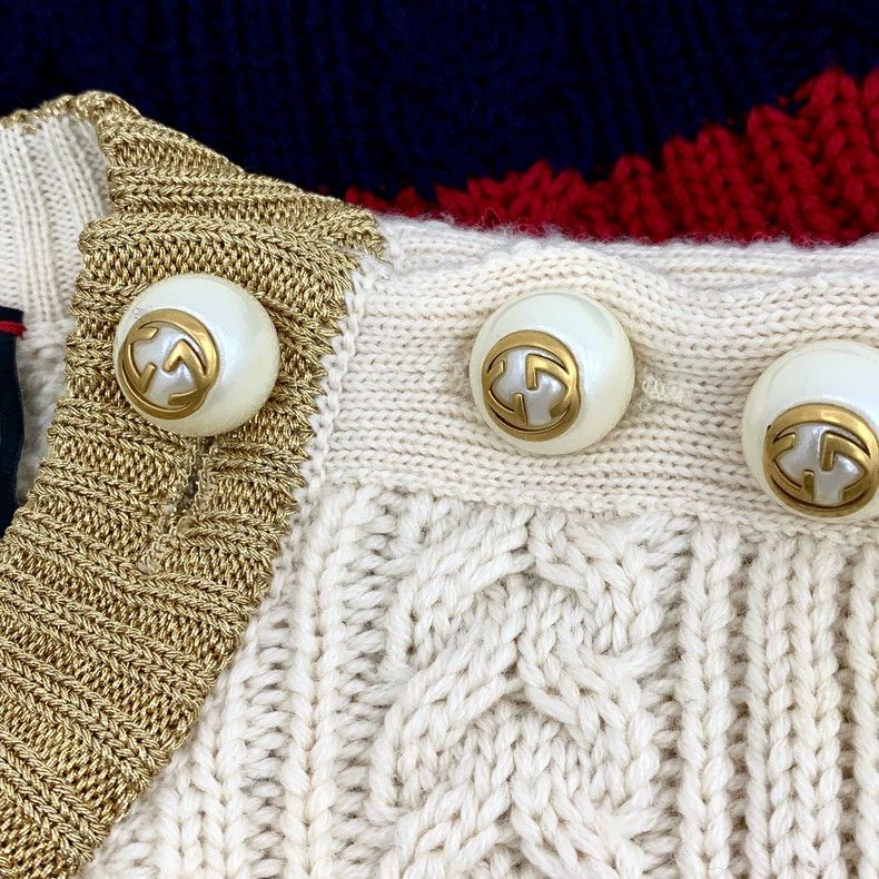 Gucci Gucci Striped Knit Sweater with Pearl Buttons Size US XS / EU 42 / 0 - 5 Thumbnail