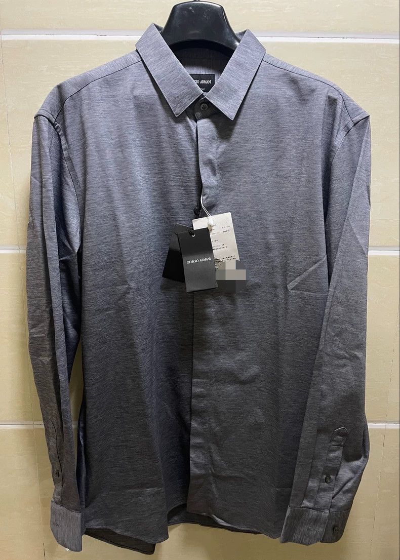 Emporio Armani Giorgio Armani Long Sleeve Shirt in Gray Size US M / EU 48-50 / 2 - 2 Thumbnail