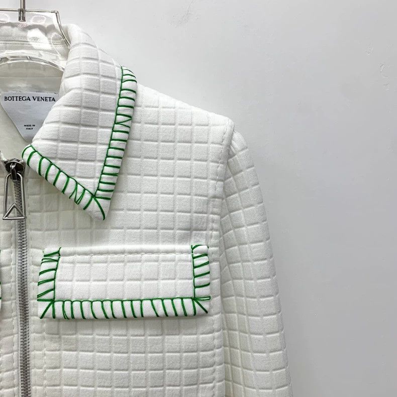 Bottega Veneta Bottega Veneta White Checkered Jacket with Zipper Size US S / EU 44-46 / 1 - 3 Thumbnail