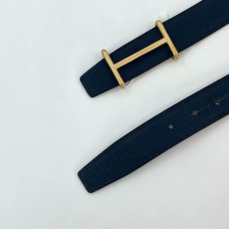 Hermes Hermes Black Leather Belt with Gold Buckle Size ONE SIZE - 5 Thumbnail