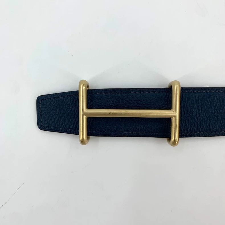 Hermes Hermes Black Leather Belt with Gold Buckle Size ONE SIZE - 7 Thumbnail