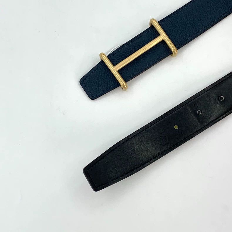 Hermes Hermes Black Leather Belt with Gold Buckle Size ONE SIZE - 6 Thumbnail