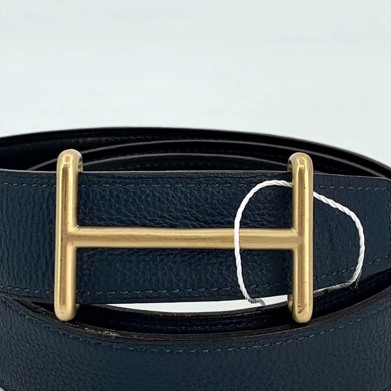 Hermes Hermes Black Leather Belt with Gold Buckle Size ONE SIZE - 3 Thumbnail