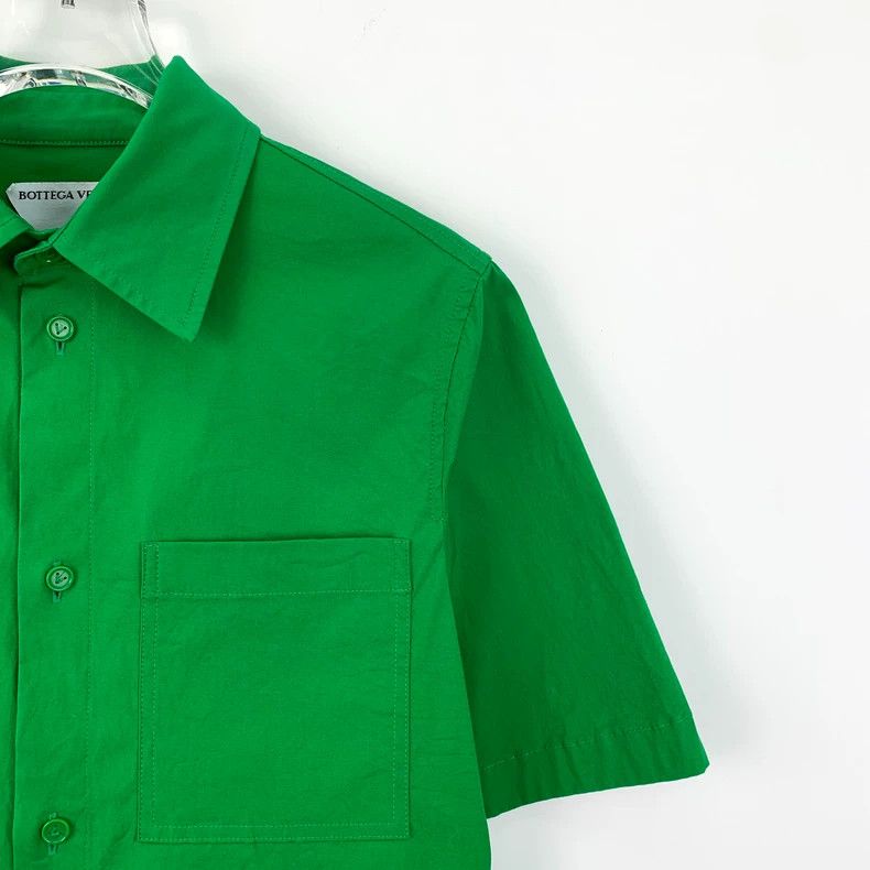Bottega Veneta Green Cotton Short Sleeve Button-Up Shirt Size US S / EU 44-46 / 1 - 3 Thumbnail