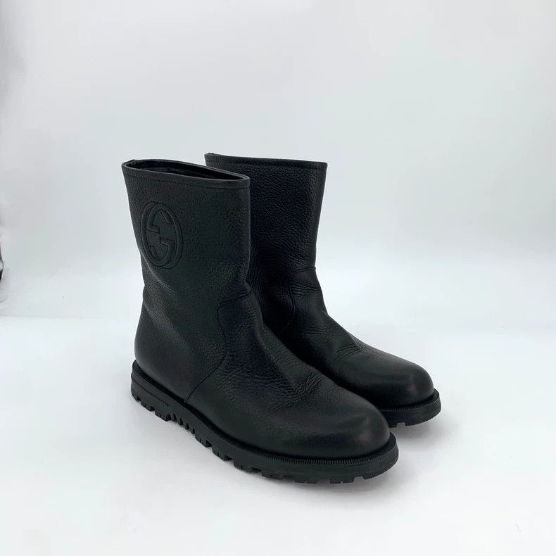 Gucci Gucci Black Logo Leather Short Boots Size US 7 / EU 40 - 2 Thumbnail