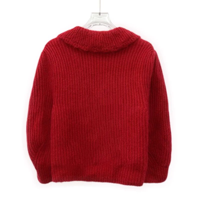 Celine Celine Red Doll Collar Knit Cardigan Sweater Size US S / EU 44-46 / 1 - 2 Thumbnail