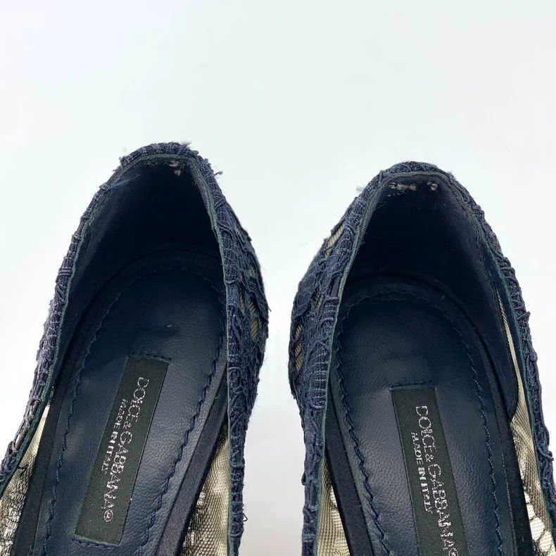 Dolce & Gabbana Dolce&Gabbana Blue Lace High Heels with Rhinestones Size US 5 / EU 37 - 9 Thumbnail