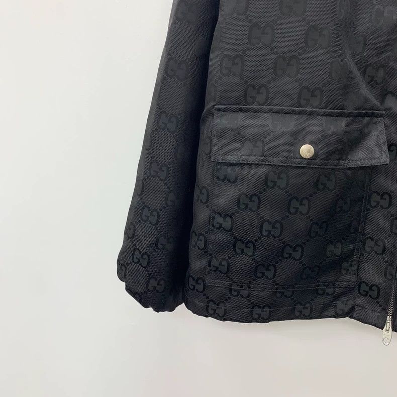 Gucci Black Logo Hooded Jacket Size 50