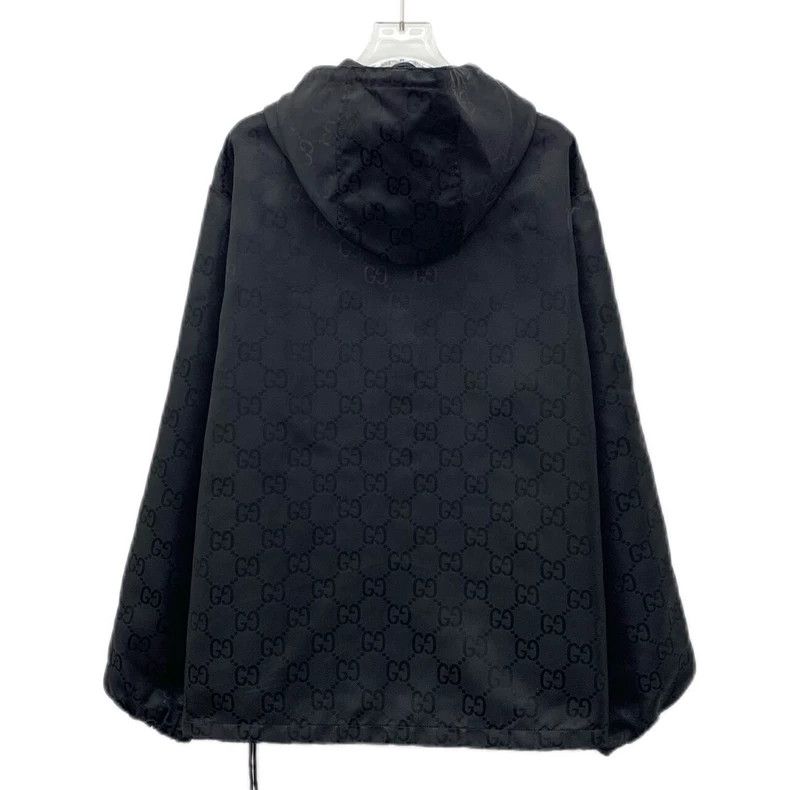 Gucci Black Logo Hooded Jacket Size 50