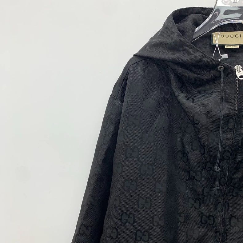 Gucci Black Logo Hooded Jacket Size 50