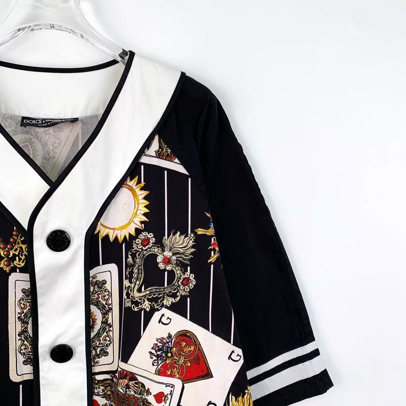 Dolce & Gabbana Dolce&Gabbana Colorful Card Print V-Neck Shirt Size US L / EU 52-54 / 3 - 3 Thumbnail