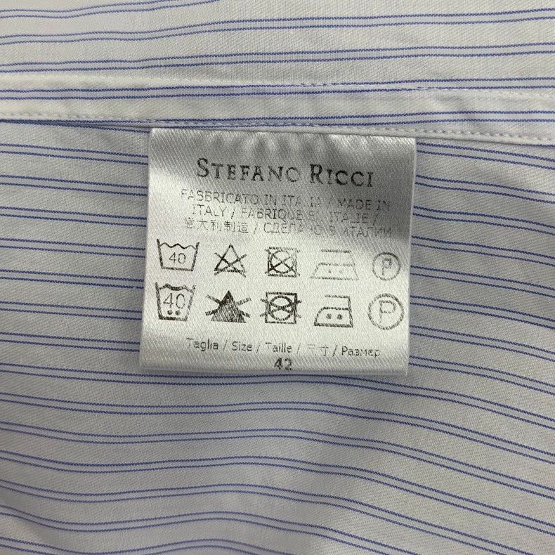 Ermenegildo Zegna Stefano Ricci Blue Stripe Long Sleeve Shirt Size US L / EU 52-54 / 3 - 6 Thumbnail