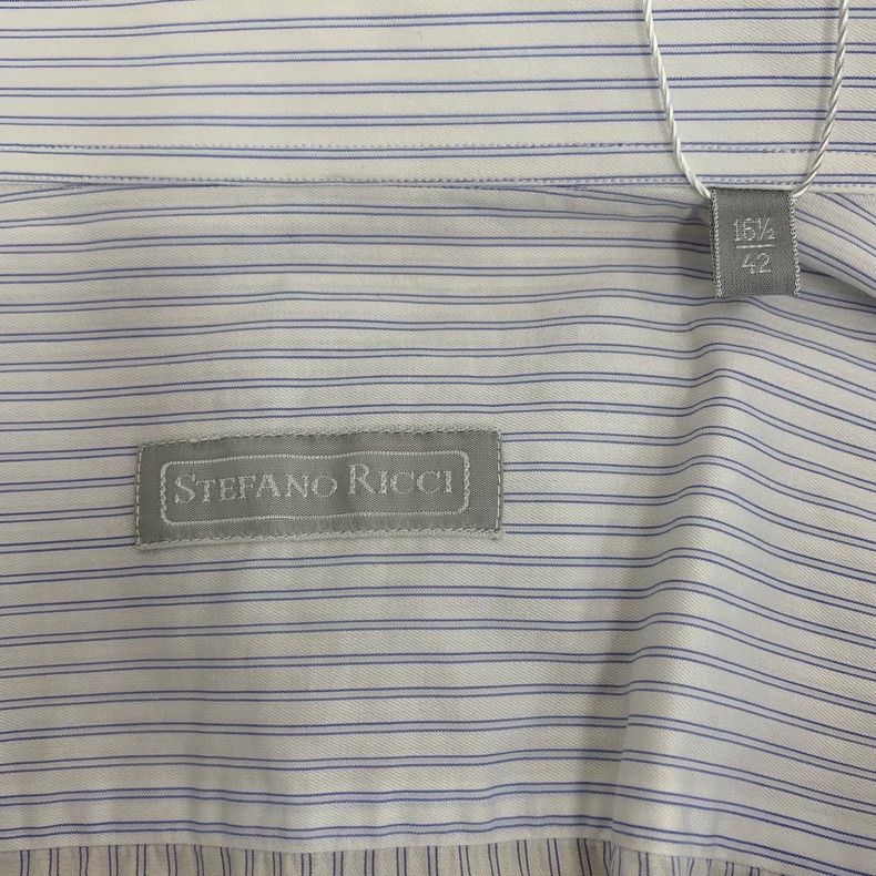 Ermenegildo Zegna Stefano Ricci Blue Stripe Long Sleeve Shirt Size US L / EU 52-54 / 3 - 5 Thumbnail