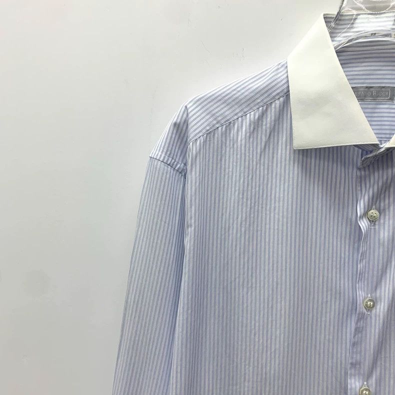 Ermenegildo Zegna Stefano Ricci Blue Stripe Long Sleeve Shirt Size US L / EU 52-54 / 3 - 3 Thumbnail