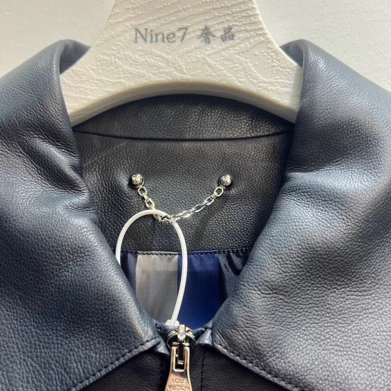 LV Louis Vuitton Logo Leather Jacket