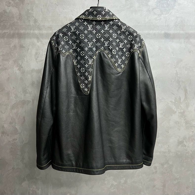Louis Vuitton Louis Vuitton Black Logo Leather Jacket Size US L / EU 52-54 / 3 - 2 Thumbnail