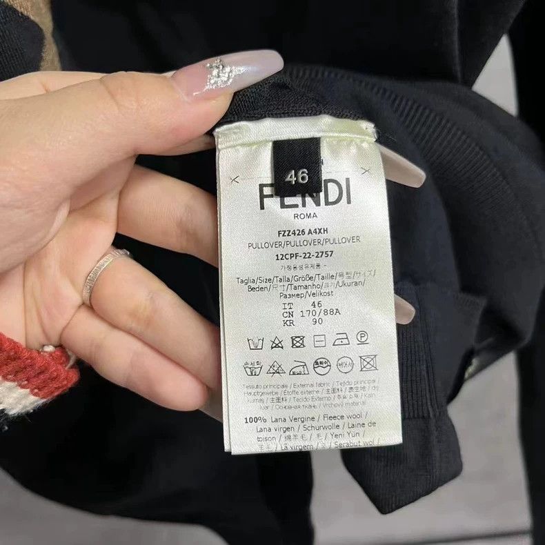 Fendi Fendi Black Wool Logo Crew Neck Sweater Size US M / EU 48-50 / 2 - 4 Thumbnail