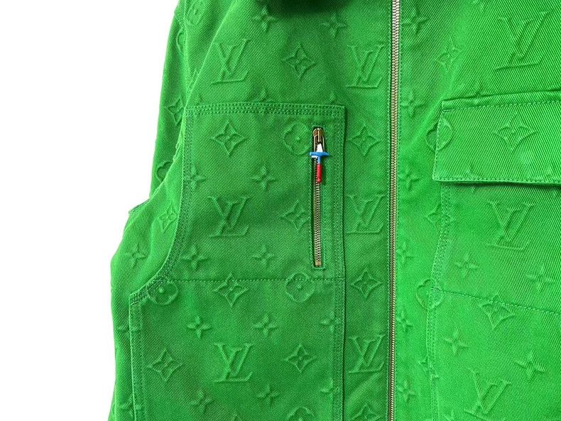 Louis Vuitton Louis Vuitton Green Denim Jacket with Fur Collar Size US L / EU 52-54 / 3 - 2 Thumbnail
