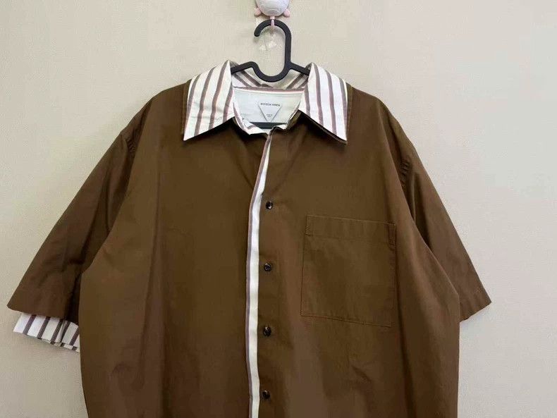 Bottega Veneta Bottega Veneta Khaki Short Sleeve Shirt Size US L / EU 52-54 / 3 - 2 Thumbnail