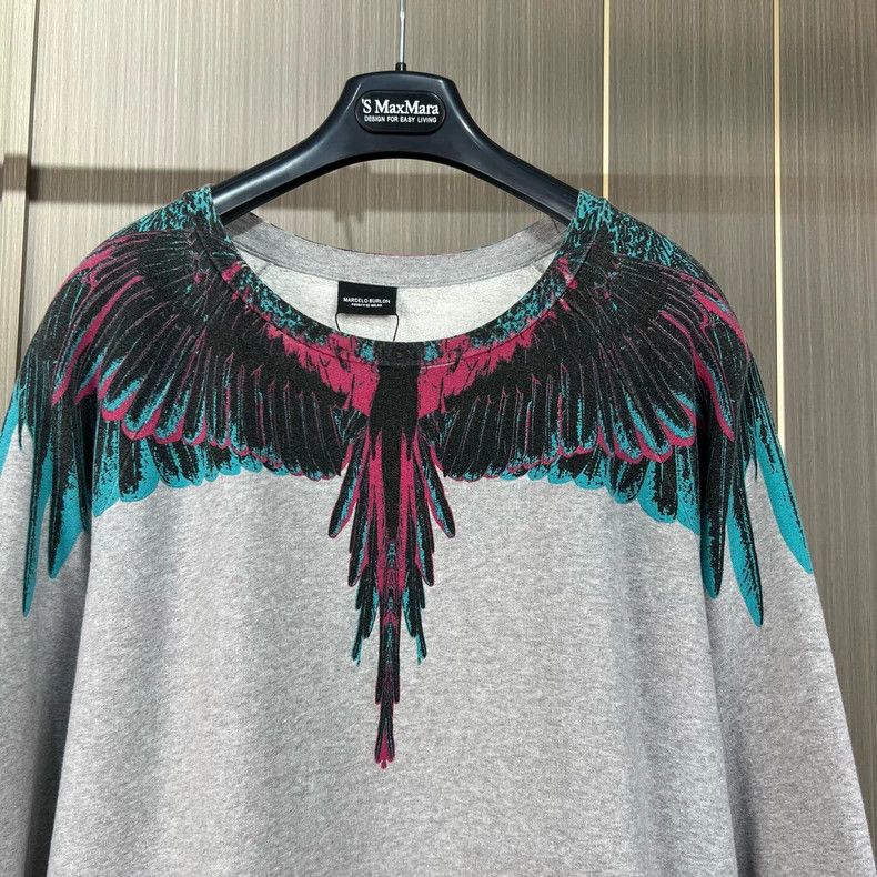 Marcelo Burlon Gray Wings Print Sweatshirt Medium Size Size US M / EU 48-50 / 2 - 3 Thumbnail