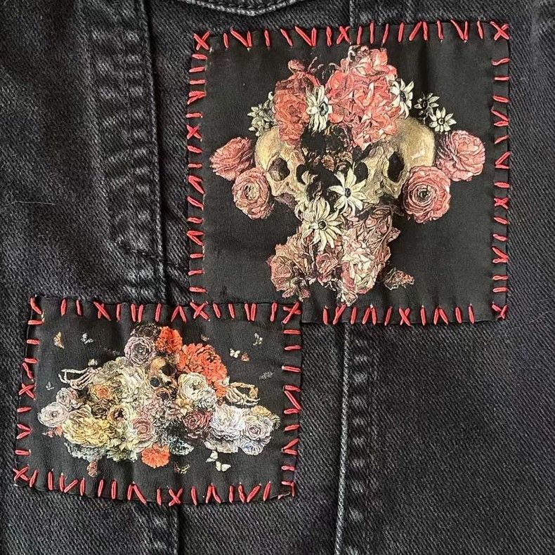 Dior Dior Floral Skull Denim Jacket Size US XXL / EU 58 / 5 - 3 Thumbnail