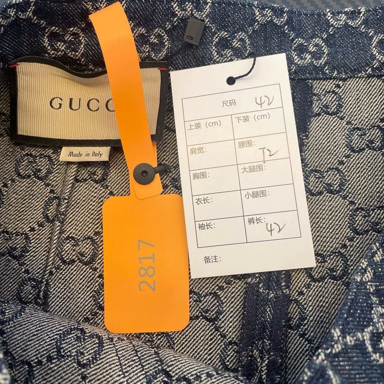 Gucci Gucci Denim Shorts with Logo Print and Leather Size US 42 / EU 58 - 3 Thumbnail