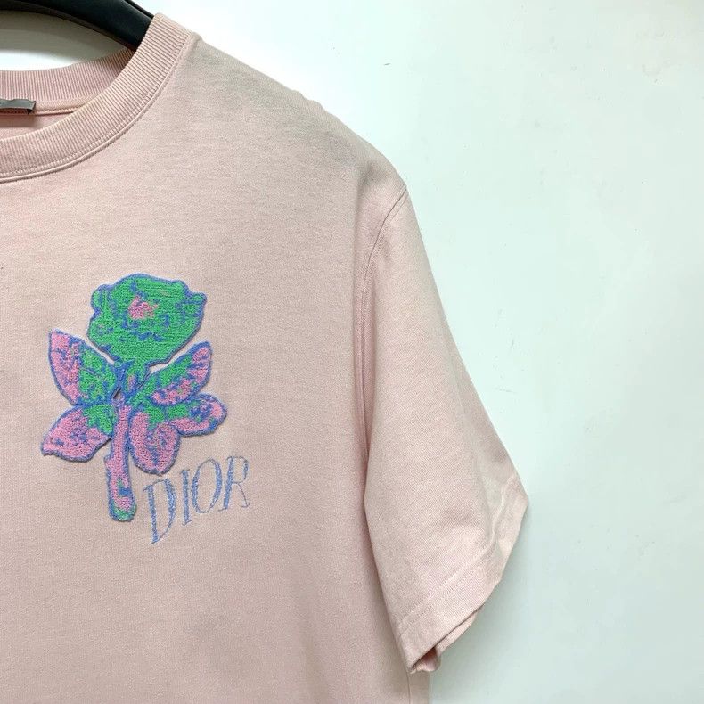 Dior Dior Pink Embroidered Floral Short Sleeve Shirt Size US XXL / EU 58 / 5 - 7 Thumbnail