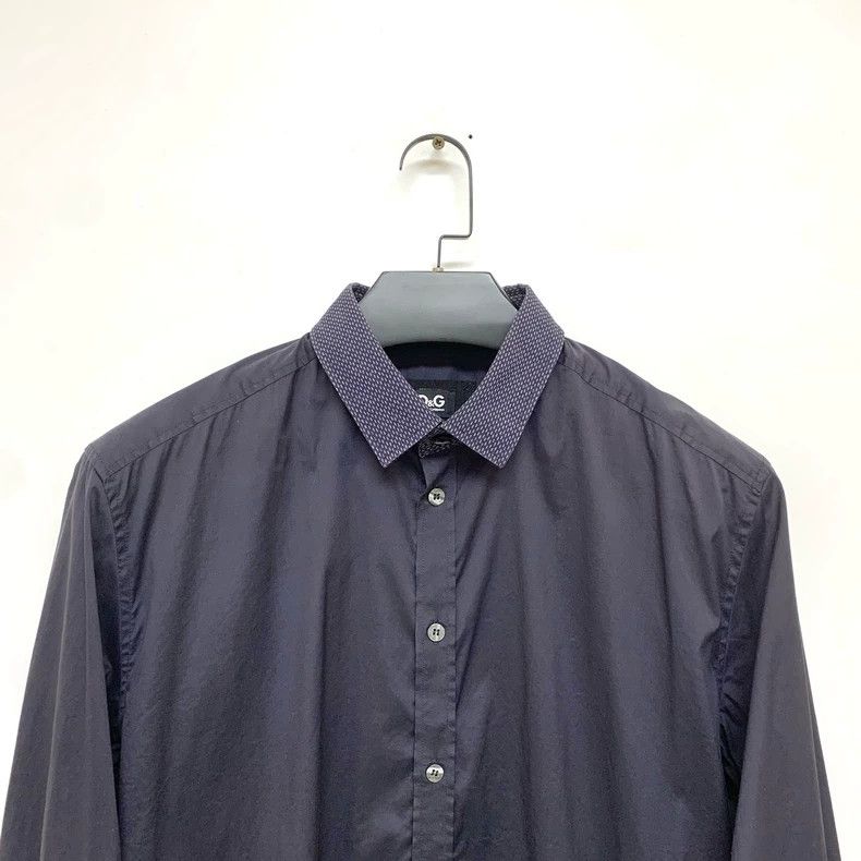 Dolce & Gabbana Dark Blue Button-Up Shirt with Patterns Size US L / EU 52-54 / 3 - 5 Thumbnail