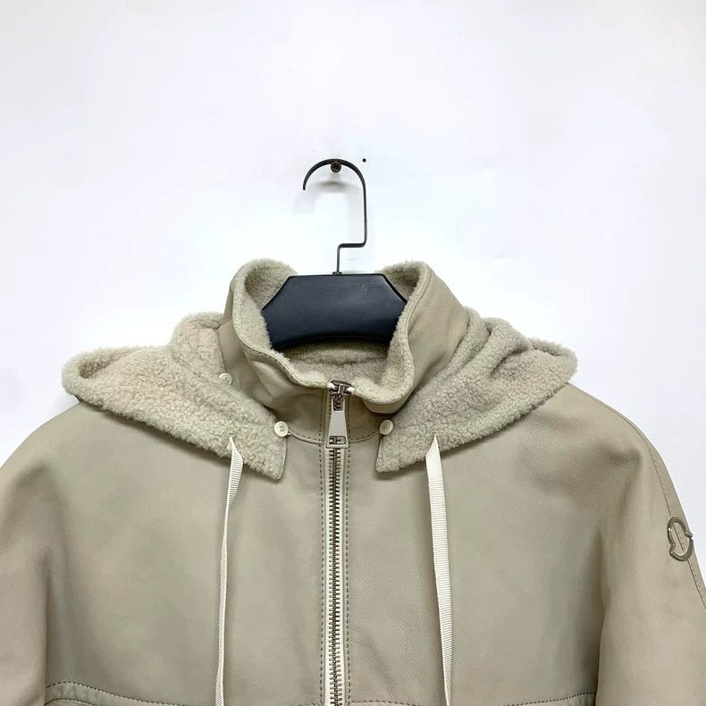 Moncler Moncler Goose Down Leather Jacket with Hood Size US XL / EU 56 / 4 - 5 Thumbnail