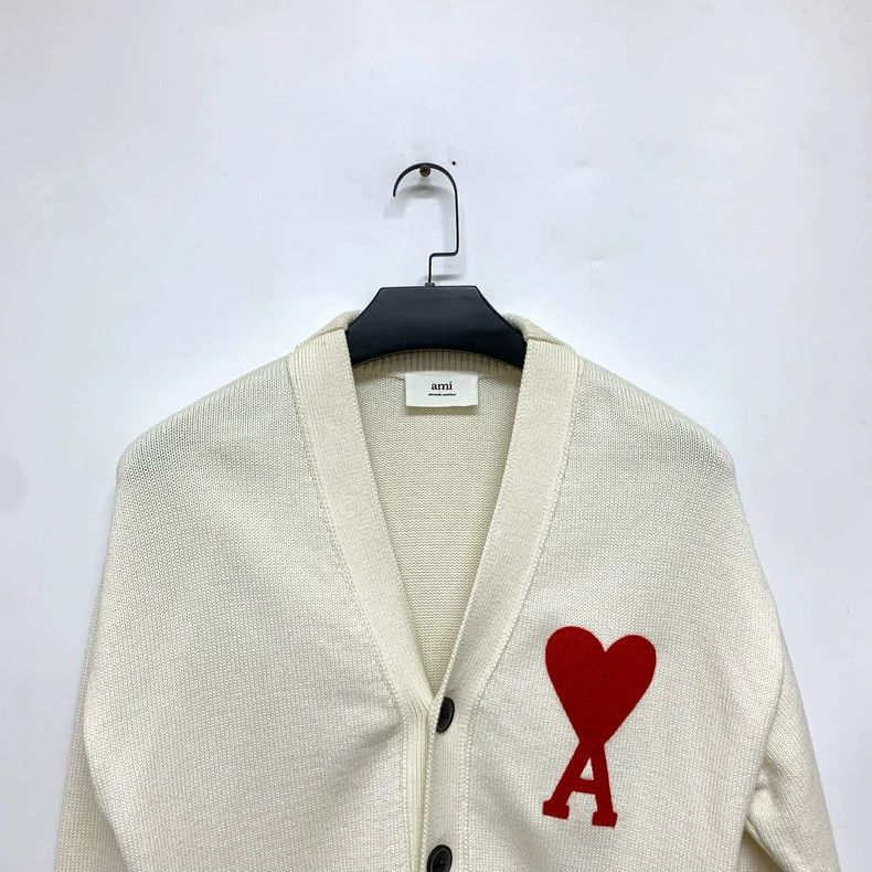 AMI Ami White Heart Cardigan Size S Size US S / EU 44-46 / 1 - 5 Thumbnail