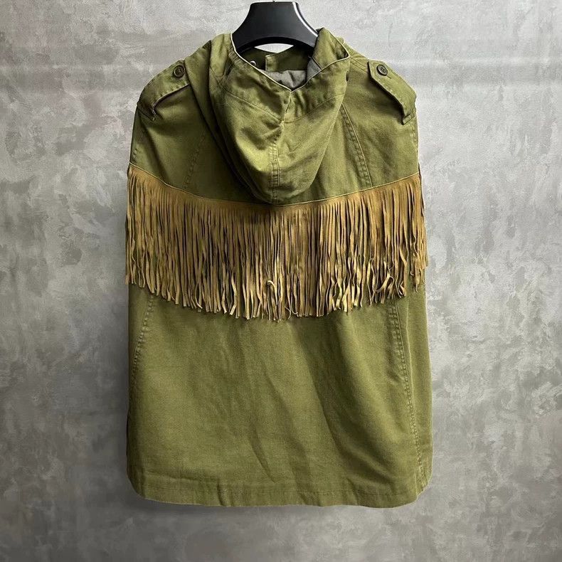 Saint Laurent Paris Classic Green Fringed Cape Jacket Size US S / EU 44-46 / 1 - 2 Thumbnail