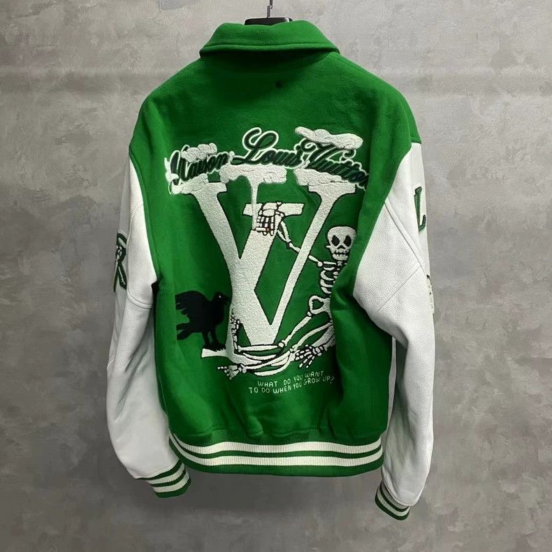 Louis Vuitton Louis Vuitton Green Embroidered Baseball Jacket Size US L / EU 52-54 / 3 - 2 Thumbnail
