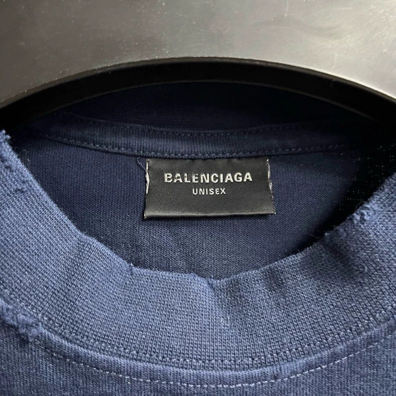 Balenciaga Balenciaga Logo Print Navy Short Sleeve T-Shirt Size US XXS / EU 40 - 2 Thumbnail