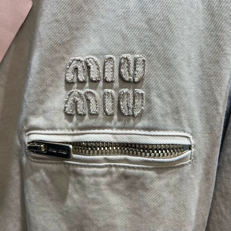 Prada Miumiu Logo Embroidered Khaki Jacket Size US L / EU 52-54 / 3 - 3 Thumbnail