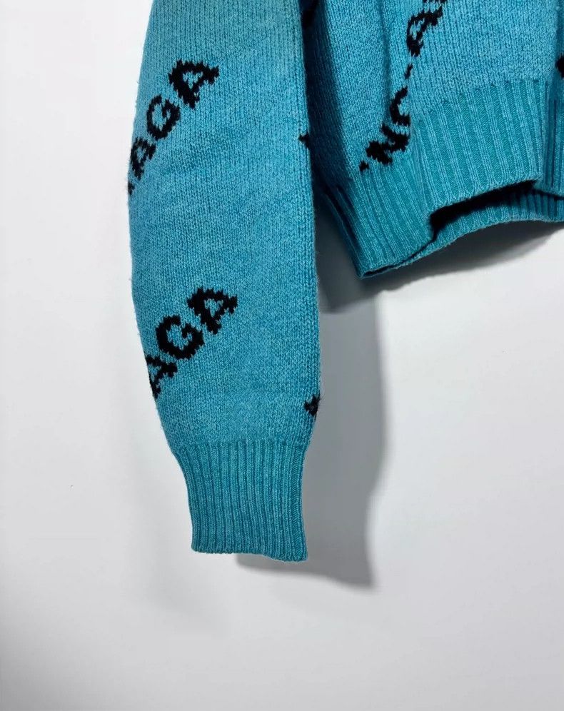 Balenciaga Balenciaga Logo Wool Sweater in Teal Color Size US M / EU 48-50 / 2 - 3 Thumbnail