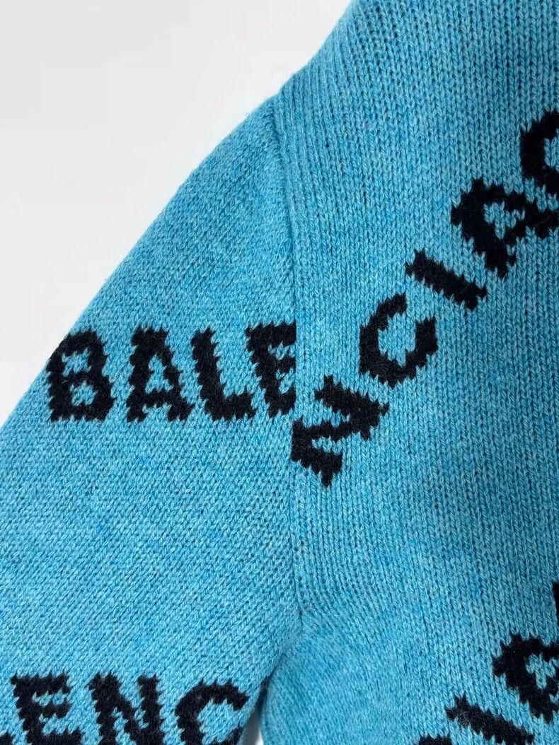 Balenciaga Balenciaga Logo Wool Sweater in Teal Color Size US M / EU 48-50 / 2 - 4 Thumbnail