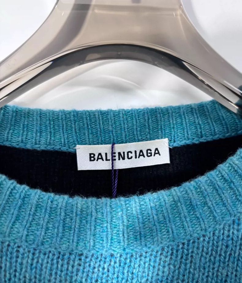 Balenciaga Balenciaga Logo Wool Sweater in Teal Color Size US M / EU 48-50 / 2 - 6 Thumbnail