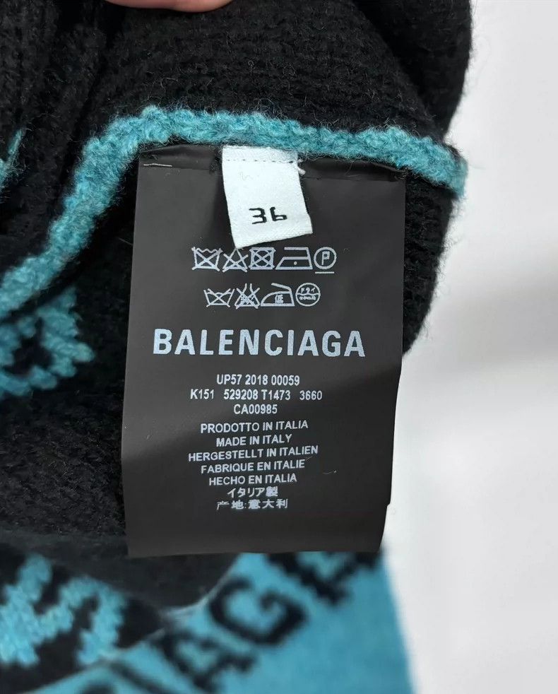 Balenciaga Balenciaga Logo Wool Sweater in Teal Color Size US M / EU 48-50 / 2 - 7 Thumbnail