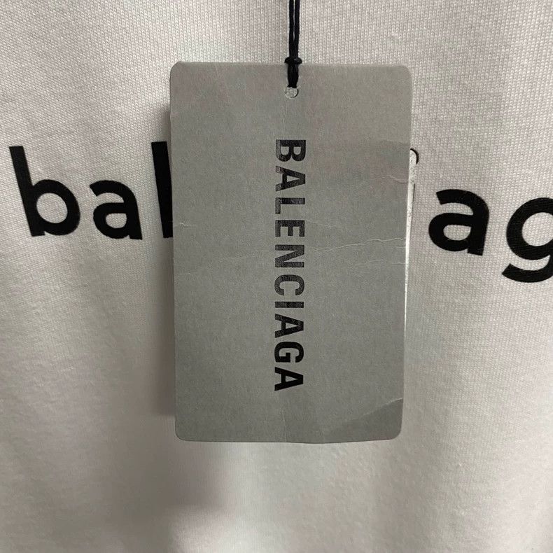 Balenciaga Balenciaga White Logo Print Short Sleeve Shirt Size US M / EU 48-50 / 2 - 4 Thumbnail
