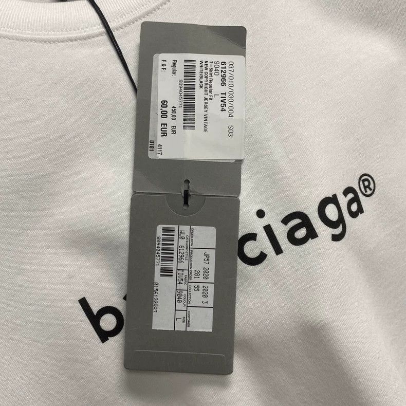 Balenciaga Balenciaga White Logo Print Short Sleeve Shirt Size US M / EU 48-50 / 2 - 6 Thumbnail