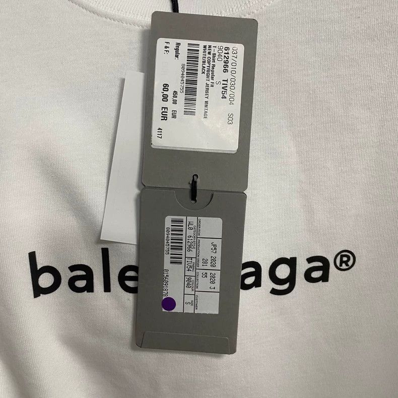 Balenciaga Balenciaga White Logo Print Short Sleeve Shirt Size US M / EU 48-50 / 2 - 8 Thumbnail