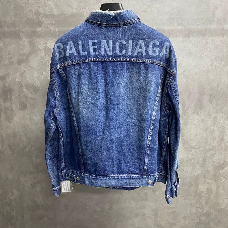 Balenciaga Balenciaga Blue Logo Denim Jacket Size US M / EU 48-50 / 2 - 2 Thumbnail