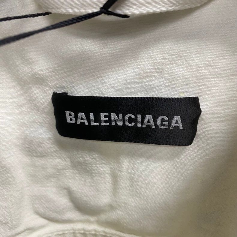 Balenciaga Balenciaga White Embroidered Denim Jacket Size US L / EU 52-54 / 3 - 3 Thumbnail