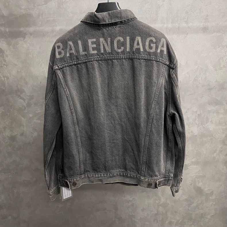 Balenciaga Balenciaga Black Gray Logo Denim Jacket Size US L / EU 52-54 / 3 - 2 Thumbnail