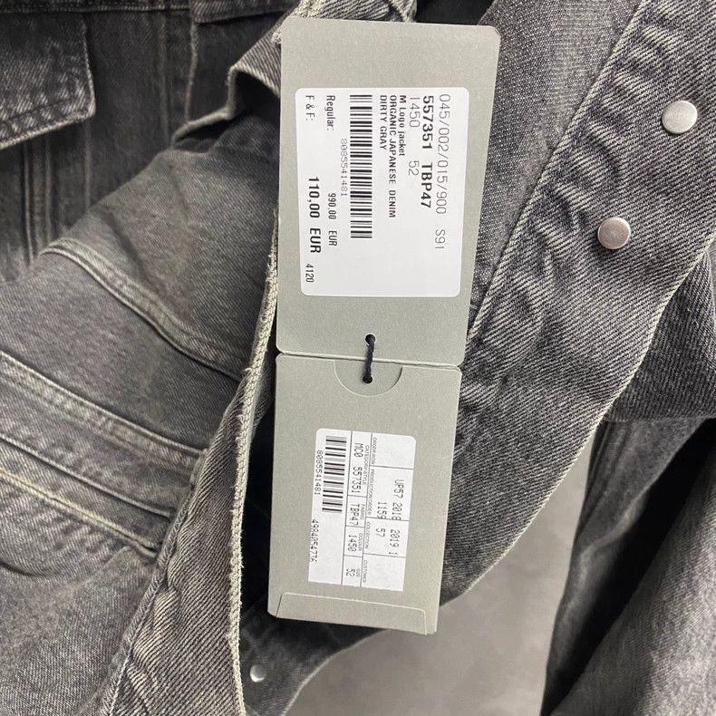 Balenciaga Balenciaga Black Gray Logo Denim Jacket Size US L / EU 52-54 / 3 - 7 Thumbnail