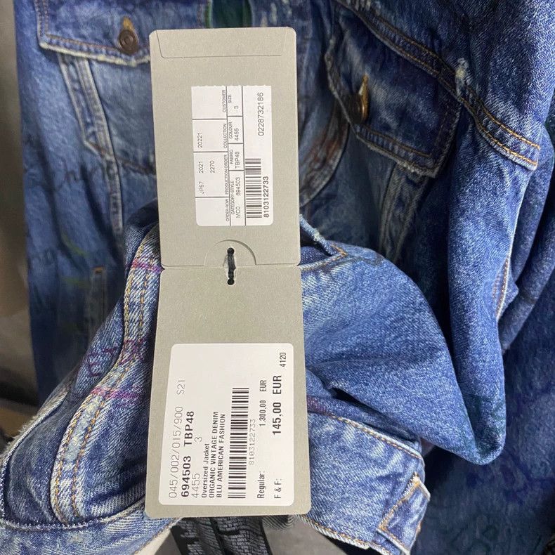Balenciaga Balenciaga Blue Graffiti Logo Denim Jacket Size US M / EU 48-50 / 2 - 7 Thumbnail