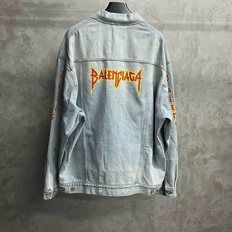 Balenciaga Blue Logo Graphic Denim Jacket Size US S / EU 44-46 / 1 - 2 Thumbnail