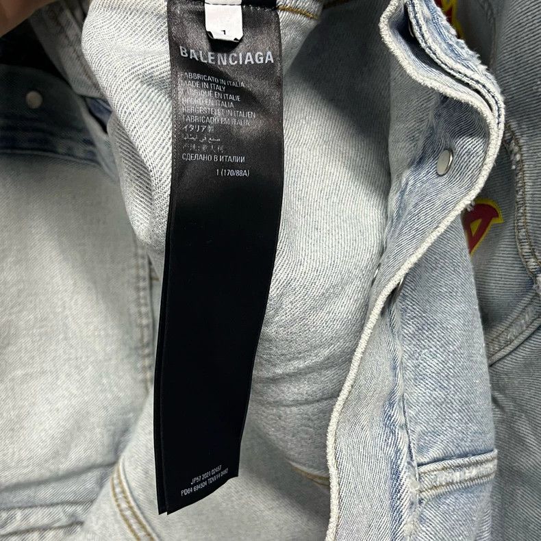 Balenciaga Blue Logo Graphic Denim Jacket Size US S / EU 44-46 / 1 - 6 Thumbnail
