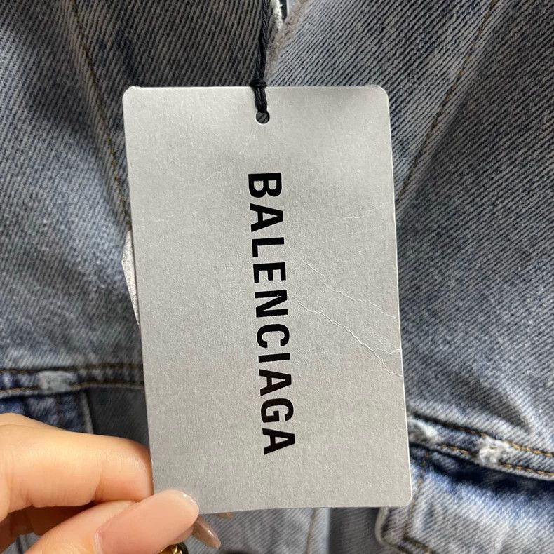 Balenciaga Blue Logo Graphic Denim Jacket Size US S / EU 44-46 / 1 - 5 Thumbnail