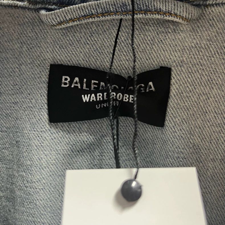 Balenciaga Blue Logo Graphic Denim Jacket Size US S / EU 44-46 / 1 - 4 Thumbnail